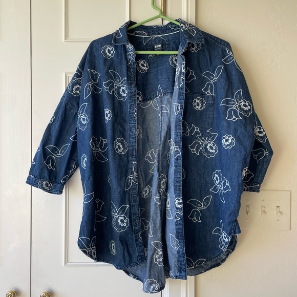 Anthropologie Maeve Oversized Embroidered Shirt size XS/S - Picture 6 of 8